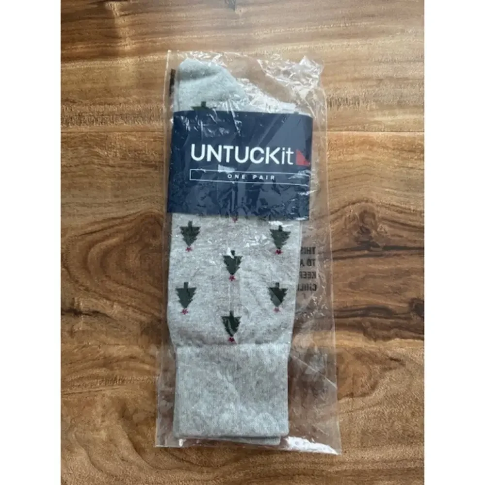UNTUCKit Grey Green Christmas Tree Socks- One Size - New